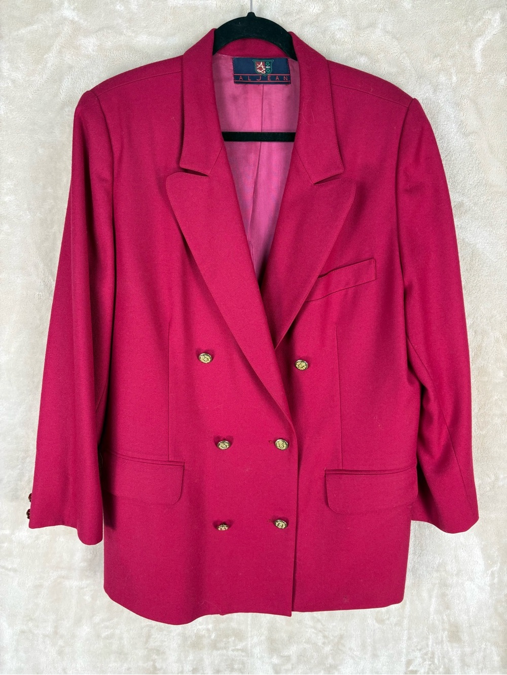ALJEAN Vintage Red Double-Breasted Blazer